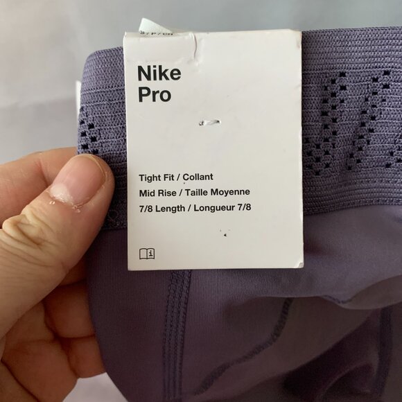NIKE PRO Training Dri-Fit Mid Rise 7/8 Mesh Leggings in Purple Sz SMALL - Picture 6 of 9